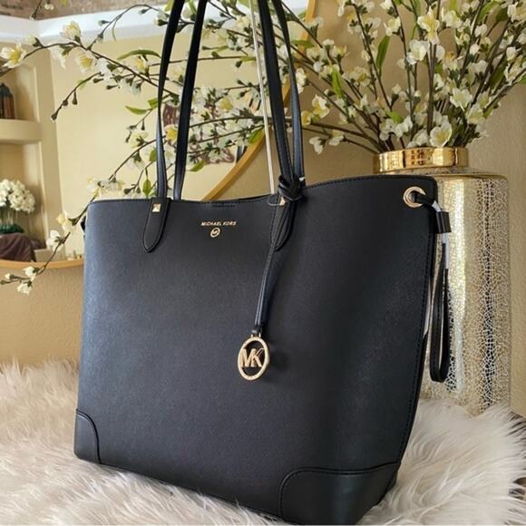 Michael Kors Black Tote Bag with Gold Accents - Picture 5 of 16